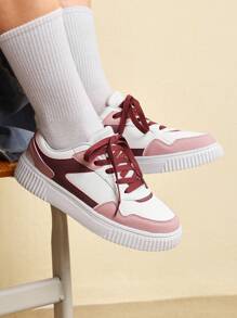 CUCCOO EASI Women's Outdoor Sports Skate Shoes In White, Pink, Purple Dopamine Colorway - Versatile, Comfortable, Flat Casual Walking Sneakers Tainers