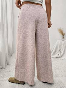 SHEIN Frenchy Plus Size Front Tie Pocket Minimalist Design Casual Long Pants - Grey - View 6