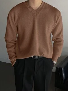 DAZY 男士休闲纯色 V 领毛衣，秋冬