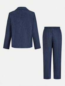 2pcs/Set Tween Boy Casual Suit Jacket & Trouser Set, Gentleman Outfit Suitable For Birthday Party, Evening Event, Commuting, School, Daily Casual Wear, Autumn/Winter - Royal Blue - View 3