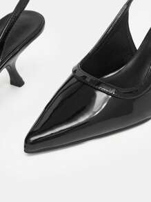 CUCCOO BIZCHIC Women's Pointed Toe Vintage Embroidery Fashion Slingback Pumps - Black - View 7