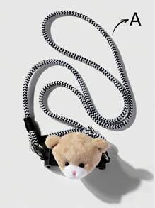 ROMWE Kawaii 1 pieza Correa de teléfono desmontable con oso de peluche de dibujos animados lindo y cereza bicolor, correa de hombro cruzada para mujeres, niñas, estudiantes, uso diario, regalo de vacaciones