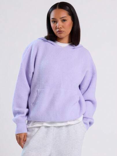 Musera Sport 纯色口袋针织连帽毛衣，春夏度假可爱粉彩色系，适合新年圣诞派对