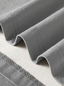 男士休闲格子长袖 T 恤和裤子套装，秋季舒适服装 - 灰色 - 查看 5