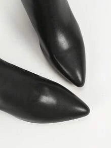 CUCCOO BIZCHIC Women's New Fashion Simple Versatile White Pointed Toe Mid Heel Ankle Boots For Commute & Casual Wear For Spring Break Easter For Christmas Valentine's Day Spring Shoes Fall Shoes - Black - View 5