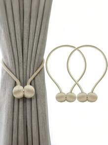 SHEIN 2PCS Magnetic Curtain Tiebacks - No Drill No Installation Easy Clip-On Buckle Holders For Drapes, Sheer, Blackout Curtains - Simple Creative Home Decor, Holiday Christmas Gift Idea For Women, Men, Family (White, Black)