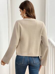 SHEIN Frenchy Women Casual Plain Color Double-Pocket Front Button Cardigan, Suitable For Autumn & Winter