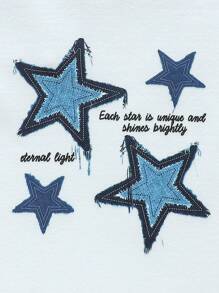 Baby Mädchen Slogan & Stern Muster Langarm T-Shirt & weite Hose Lässig 2-teiliges Set, Herbst