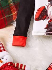 Tween Boy Punk-Cool Santa Claus Printed Snug Fit Long Pants And Contrast Sleeve Two-Piece Tight Fitting Pajama Set - Multicolor - View 4