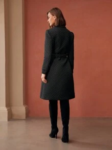 MOTF PREMIUM 配腰带撞色绗缝大衣