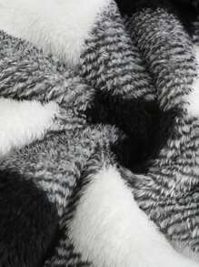 INAWLY Plaid Patchwork Faux Sherpa Women Casual Sweatshirt, Autumn/Winter