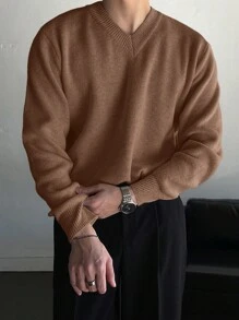 DAZY 男士休闲纯色 V 领毛衣，秋冬