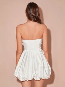 Enchnt Đầm Mini Bustier Họa Tiết Hoa 3D Cho Nữ - trắng - Xem 4