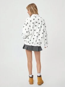 SHEIN EZwear Casual Off-The-Shoulder Zip-Up PU Leather Jacket - White - View 3