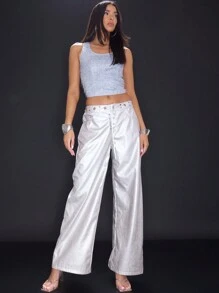 MUSERA Going Out Fringe Sequin Crop Tank TopVacation Spring Summer Fall Autum Winter Party Festival Carnival - Silver - View 4