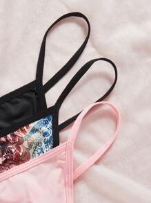 3 piezas Conjunto de tangas de estilo Y2K con estampado de leopardo y bloques de color sexy