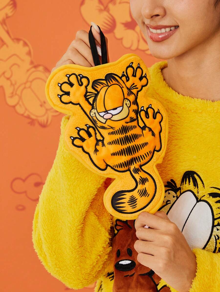 GARFIELD | SHEIN Khăn tay thêu hình mèo hoạt hình màu cam - trái cam - Xem 1
