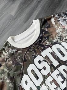 Aesthetic Post 男士字母与火焰印花圆领长袖休闲套头衫，秋季