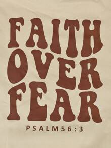 INAWLY 女士连帽卫衣，印有“信仰战胜恐惧”标语，长袖上衣，适合毕业季、返校季、教师节等场合，秋季返校套头衫 - 杏色 - 查看 7