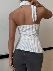 SHEIN Essnce Áo len cổ lọ dệt kim Jacquard mới về năm 2024 cho nữ - trắng - Xem 2