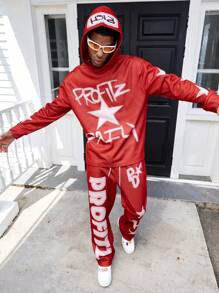 PAVTROS Set de hanoraci și pantaloni de trening pentru bărbați, cu litere și pentagrame, casual