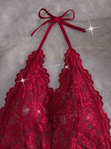 SHEIN 1 件女士蕾丝露背露背连体衣，适合外出穿着