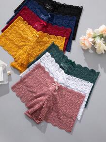 7 件套花卉蕾丝设计女式性感平角裤，多色内衣