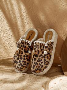 Styleloop Leopard Print Flat Espadrilles Slip-On Casual Vacation Sandals - Multicolor - View 1