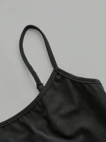 SHEIN LUNE 3 件套女士休闲格子衬衫、吊带背心和裤子套装 - 黑與白 - 查看 11