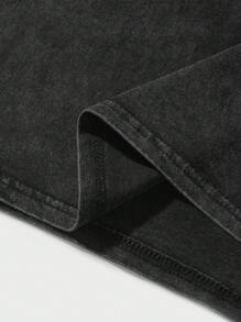 ROMWE MEN Grunge Punk Men Skull & Letter Graphic Y2k T-Shirt, School - Black - View 5