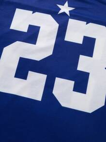 Manfinity Campus Court Men Jersey Shirt Casual Contrast Color Splicing Numeral Graphic Print Short Sleeve Athletic T-Shirt, For Going Out, For Friends