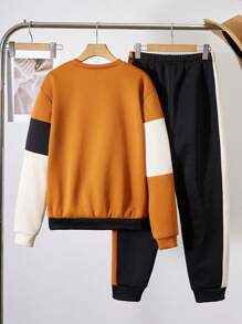 SHEIN Teenage Boys Casual Cool Comfortable Long Sleeve Hoodie And Pants Set - Multicolor - View 2