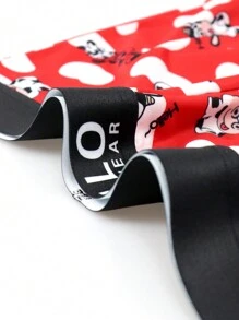 4pcs/Pack Men's Cartoon Letter Print Boxer Briefs - Multicolor - View 3