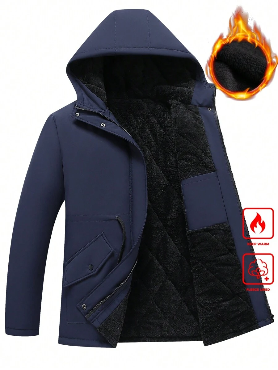 Manfinity Homme Men Thermal Lined Padded Coat With Drawstring