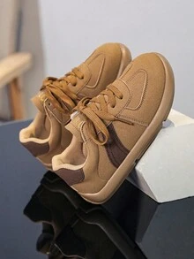 男童舒适时尚休闲轻便潮流跑步运动鞋，秋季 - 卡其色 - 查看 2