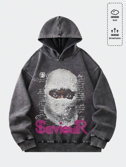 Street Life sweat-shirt à capuche vintage lavé avec imprimé graphique style urbain pour hommes