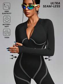Innovista Seamless Black 3d Dynamic Lines Sports Jumpsuit,Tummy Control & Butt-Lifting Overall,Workout Outfits,Daily Casual & Yoga Fitness,Tummy Control & Butt-Lifting,Yoga, Women Outfit,Jumpsuits For Woman,Skiing,Hiking, Outdoor,Cycle