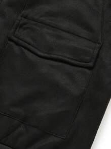 Manfinity Homme Men Solid Color Front Zip Up Long Sleeve Casual Jacket, Fall - Black - View 5