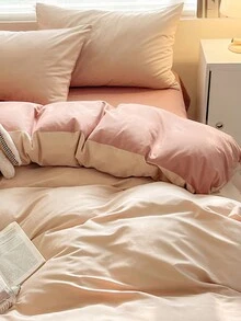 Bộ chăn ga gối 3 món màu be và hồng Marl, có thể giặt bằng máy - Màu Khaki - Xem 1