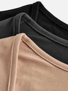 SHEIN 3pcs/Set Tween Girls Casual Minimalist Comfortable Solid Color V-Neck Ruched Waist Long Sleeve T-Shirts - Pink - View 6