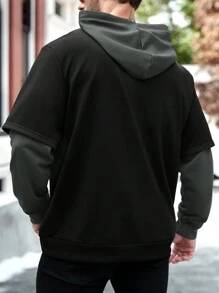 Manfinity Homme Plus Size Men's Casual Contrast Color Letter Print Hoodie, Suitable For Autumn - Multicolor - View 2