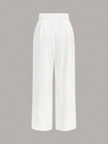 Vintamour Retro Elegant Women Metal Button Pocket White Straight Leg Pants, Ankle Length, Autumn/Winter Winter Women Clothes Thanksgiving Women Outfit Professional Clothes Women Clothes Professional Clothes White Women Dresses Women Clothes New Years