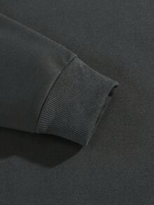 ROMWE Fairycore Áo nỉ dài tay cổ tròn in hình nấm cỡ lớn, kiểu dáng thường ngày. - Màu xám đen - Xem 3