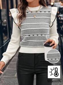 SHEIN LUNE 大码荷叶边装饰套头衫，简约时尚休闲日常穿着 - 彩色 - 查看 8