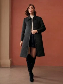 MOTF PREMIUM 配腰带撞色绗缝大衣