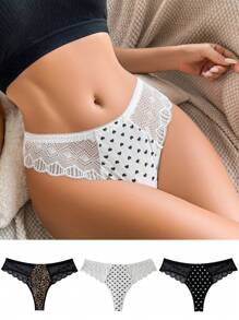 Set de 3 tangas de encaje cómodos y sexys - Multicolor - Ver 1