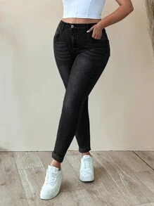 EURMUSE WOMEN PLUS SIZE SKINNY HIGH WAIST JEANS