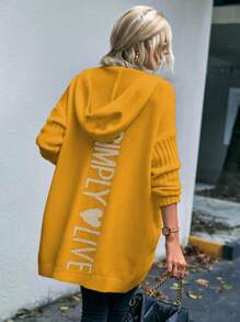 SHEIN LUNE Áo khoác cardigan trùm đầu họa tiết chữ cái thường ngày cho nữ, Thu/Đông - Nhiều màu - Xem 4