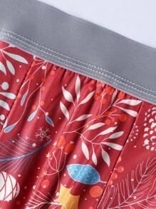 5pcs/Pack Men's Plant & Letter Print Boxer Briefs, For Christmas - Multicolor - View 4