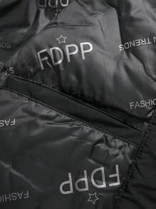 Manfinity Homme 1 件男士纯色连帽拉链长袖加厚外套，冬季外出黑色外套，适合朋友、丈夫、男朋友的礼物 - 黑色 - 查看 5